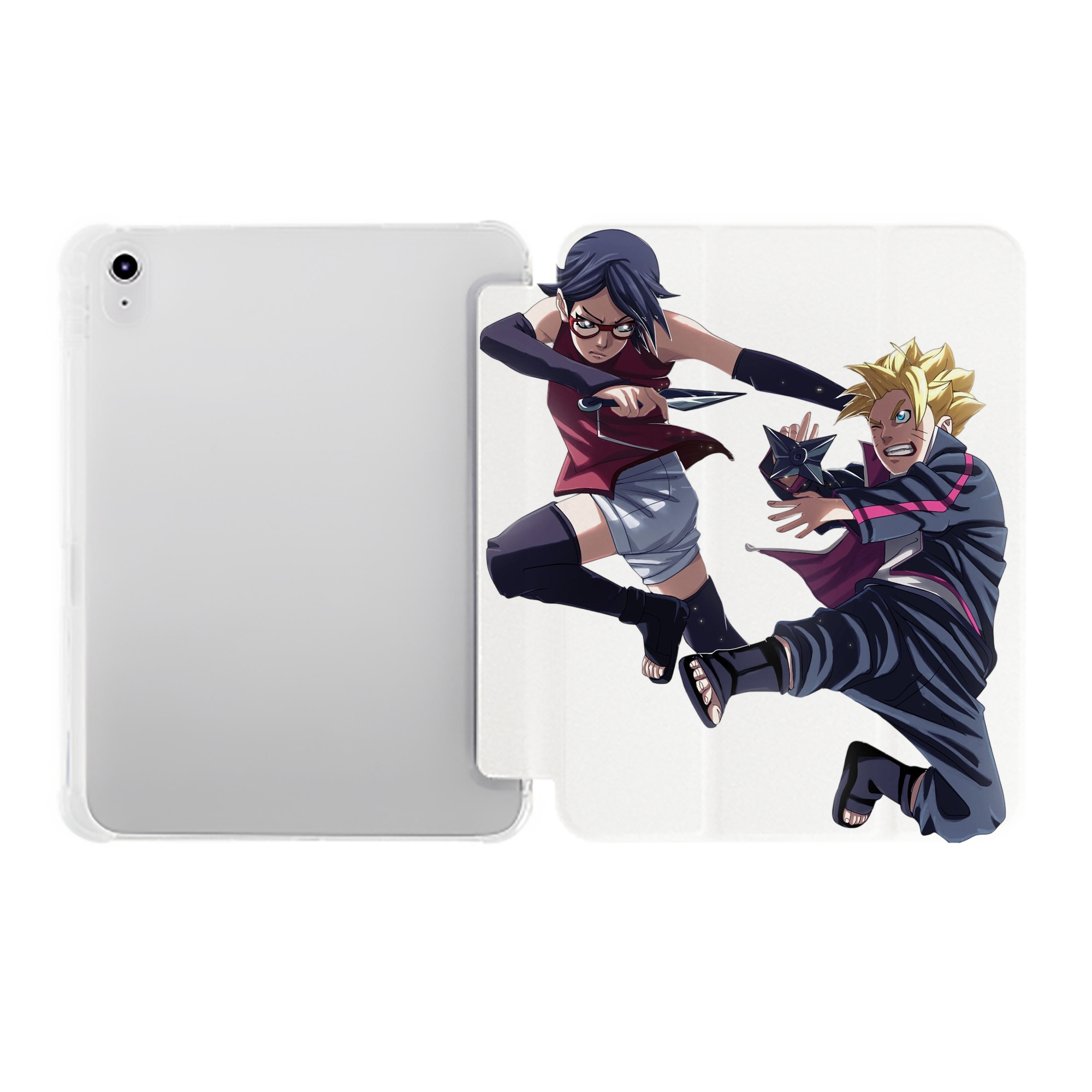 （画像用） NARUTO -ナルト- うちは サラダ Uchiha Sarada IPad ケース ペン収納付き 三つ折りスタンド PUレザー×シリコン 対応機種9.5/10.5/10.9インチ